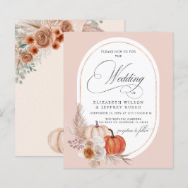Budget Pampas Pumpkin Fall bruiloft uitnodiging