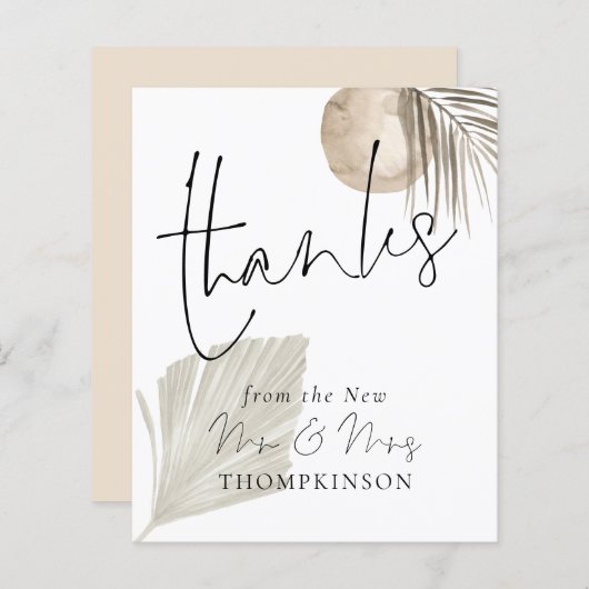 Budget Pampas Script New Mr Mrs Wedding Bedankt (Voorkant / Achterkant)
