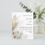 Budget Pampas & White Floral Wedding Invitation (Staand voorkant)