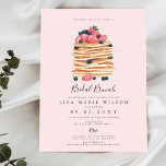 Budget Pancakes Bridal Brunch Uitnodiging<br><div class="desc">Budget Roze Pancakes Bridal Brunch Bridal Shower Invitation</div>