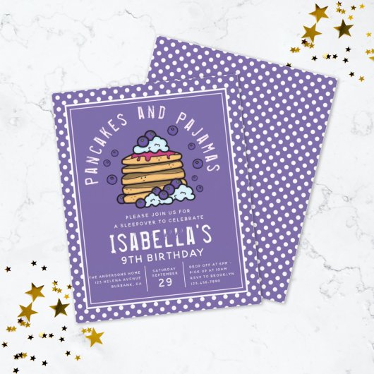 Budget Pancakes en Pajamas Sleepover Invitation