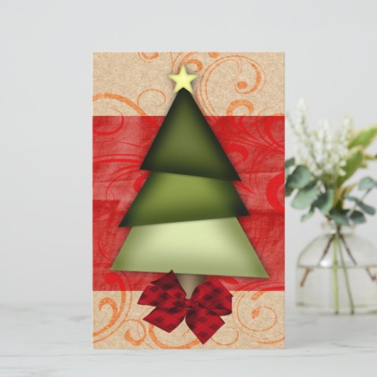 Budget Paper kerstboomwerkings-vakantiekaart (Staand voorkant)