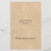 Budget Paper kerstboomwerkings-vakantiekaart (Achterkant)