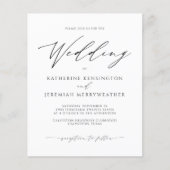 Budget PAPER Minimalist Script Weduwen Uitnodiging Flyer (Voorkant)