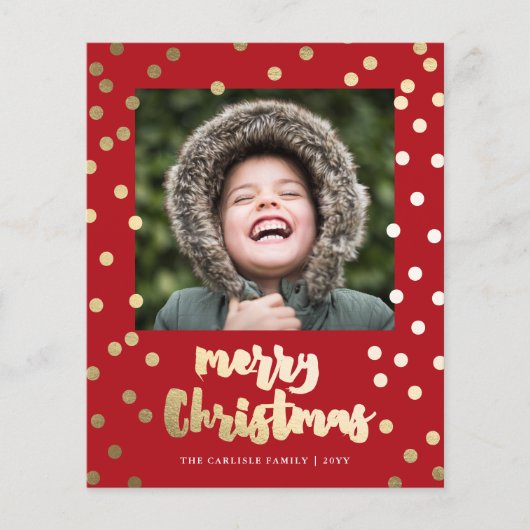 Budget Papier Goud Schrift Kerstkaart Flyer (Voorkant)