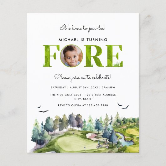 Budget Par-t-shirt 4th Birthday First Birthday Fot Flyer (Voorkant)