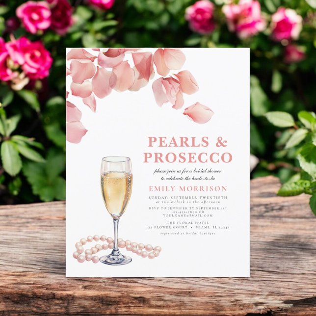 Budget Parels & Prosecco Bridal Shower Uitnodiging (Creator heeft geüpload)
