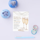 Budget Parels & Prosecco Bridal Shower Uitnodiging Flyer (Enkel)