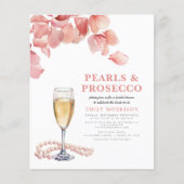 Budget Parels & Prosecco Bridal Shower Uitnodiging Flyer (Voorkant)