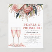 Budget Parels & Prosecco Bridal Shower Uitnodiging Flyer (Voorkant)