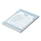 Budget party quiz met Griekse tempel in het blauw Notitieblok (Linkerzijde)