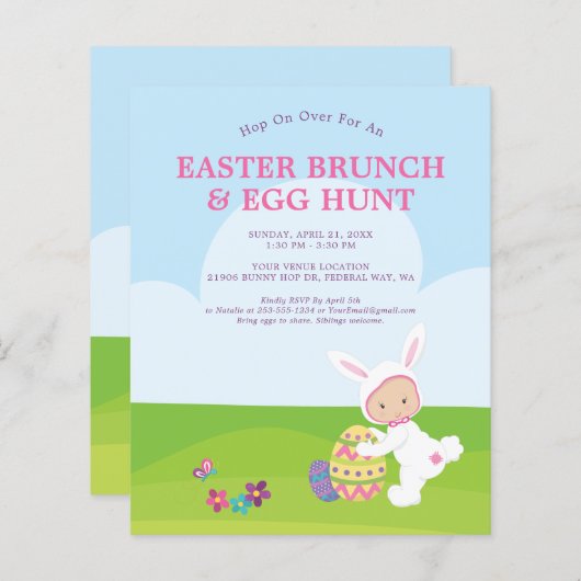 Budget Pasen Brunch Egg Hunt Party Uitnodiging (Voorkant / Achterkant)