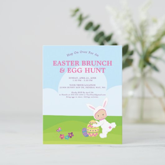 Budget Pasen Brunch Egg Hunt Party Uitnodiging (Staand voorkant)
