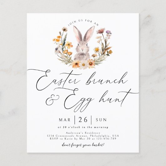 Budget Pasen Brunch Egg Hunt Wildflower Bunny (Voorkant)
