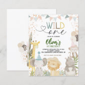 BUDGET Pastel Aardse Safari Wild Een 1e verjaardag (Voorkant / Achterkant)