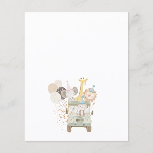 BUDGET Pastel Aardse Safari Wild Een 1e verjaardag (Achterkant)