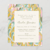 Budget Pastel Abstract marmer Baby shower Uitnodig (Voorkant / Achterkant)