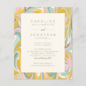 Budget Pastel Abstracte marmer Chic Wedding Invite (Voorkant)