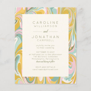 Budget Pastel Abstracte marmer Chic Wedding Invite