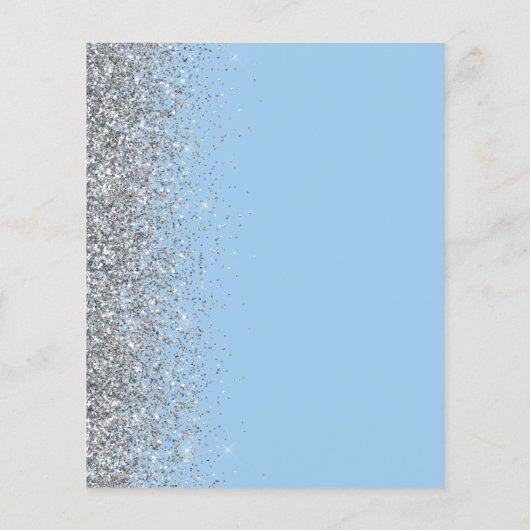 Budget Pastel Baby Blue Silver Glitter Weddenschap (Achterkant)