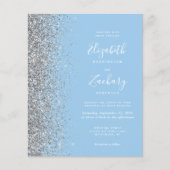 Budget Pastel Baby Blue Silver Glitter Weddenschap (Voorkant)