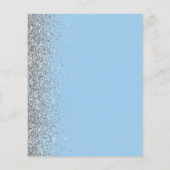 Budget Pastel Blauw Zilver Glitter Save the Date (Achterkant)