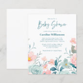 Budget Pastel Blauwgroen Pink Floral Baby shower U (Voorkant / Achterkant)