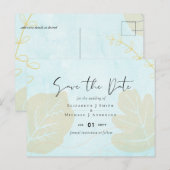 Budget Pastel Blue Aqua Gold Abstract Weduwen Set Briefkaart (Voorkant / Achterkant)