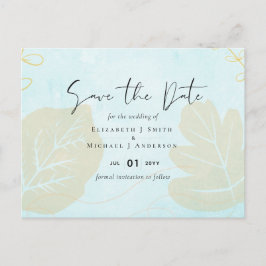 Budget Pastel Blue Aqua Gold Abstract Weduwen Set Briefkaart