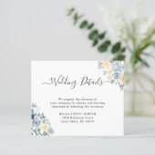 Budget Pastel Blue Floral Wedding Details Kaart (Staand voorkant)
