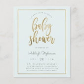 Budget Pastel Blue Gold Typography Boy Baby shower (Voorkant)