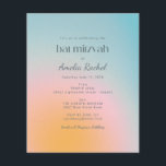 Budget Pastel Blue Gradient Bat Mitzvah Invite<br><div class="desc">Budget Boho Celestial Pastel Blue en Pink Gradient Bat Mitzvah Uitnodiging</div>