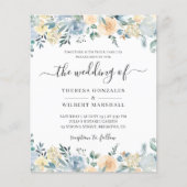 Budget Pastel Dusty Blue Wedding Uitnodiging (Voorkant)