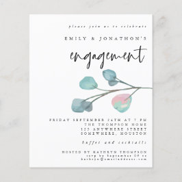 Budget Pastel Eucalyptus Verloving Uitnodiging