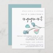 Budget Pastel Eucalyptus Verloving Uitnodiging (Voorkant / Achterkant)