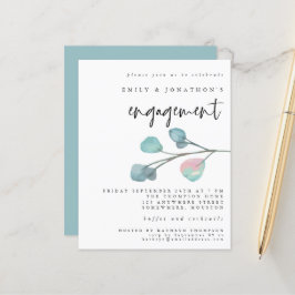 Budget Pastel Eucalyptus Verloving Uitnodiging