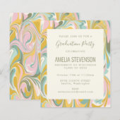 Budget Pastel Marmer Afstudeerfeest Uitnodigen (Voorkant / Achterkant)