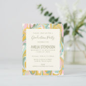 Budget Pastel Marmer Afstudeerfeest Uitnodigen (Staand voorkant)