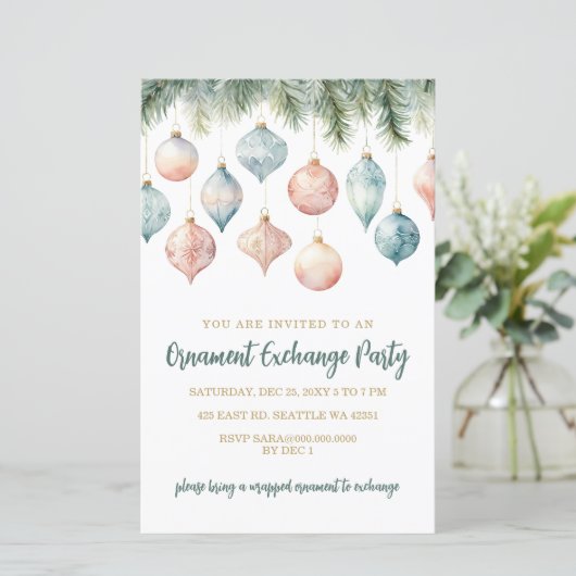 Budget Pastel Ornament Exchange Christmas Party (Staand voorkant)
