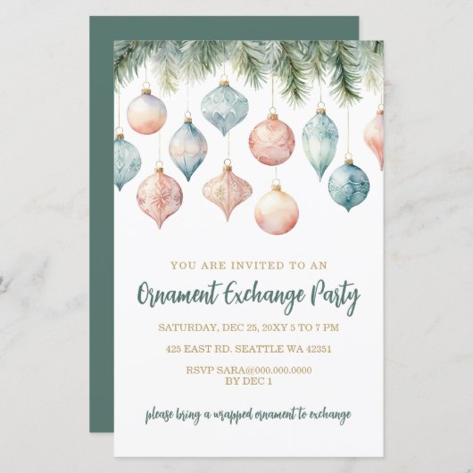 Budget Pastel Ornament Exchange Christmas Party (Voorkant / Achterkant)