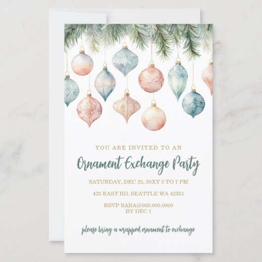 Budget Pastel Ornament Uitwisseling Kerstfeest (Voorkant)