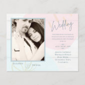 BUDGET Pastel Pink Blue Photo Weddenschap Uitnodig (Voorkant)