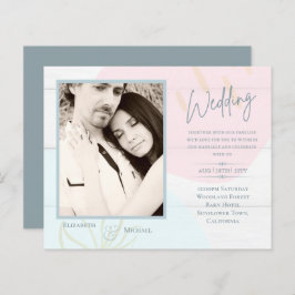 BUDGET Pastel Pink Blue Photo Weddenschap Uitnodig