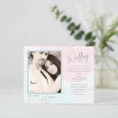 BUDGET Pastel Roze Blauwe Foto Huwelijksuitnodigin (Staand voorkant)