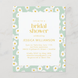 Budget Pastel Sage Green Daisies Vrijgezellenfeest