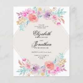 Budget Pastel Waterverf Flowers Weddenschappen Uit Flyer