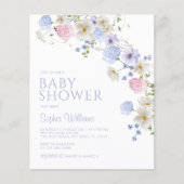 Budget Pastel Wildflower Baby shower Invitation (Voorkant)