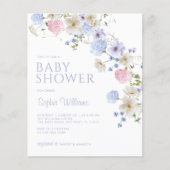 Budget Pastel Wildflower Baby shower Invitation (Voorkant)