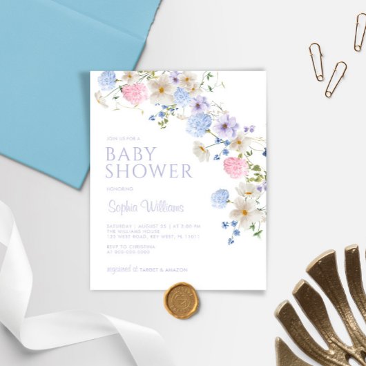 Budget Pastel Wildflower Baby shower Invitation