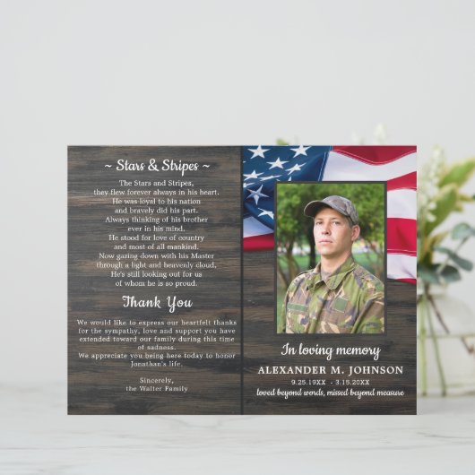 Budget Patriotic Funeral Veteran Memorial Programm (Staand voorkant)